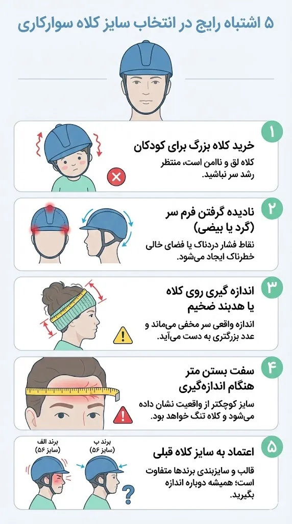 اشتباه رایج در انتخاب اندازه کلاه سوارکاری