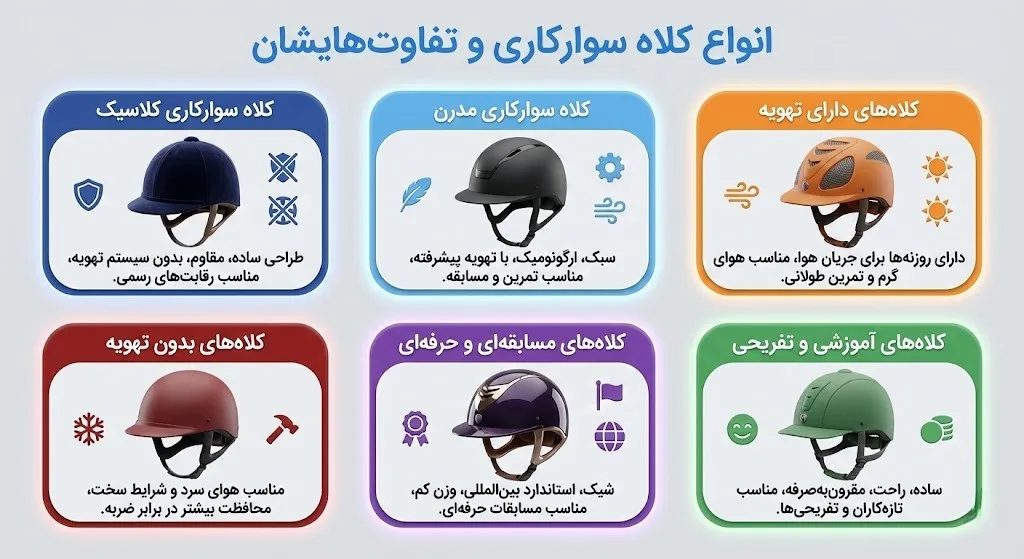 انواع کلاه سوارکاری و تفاوتهایشان