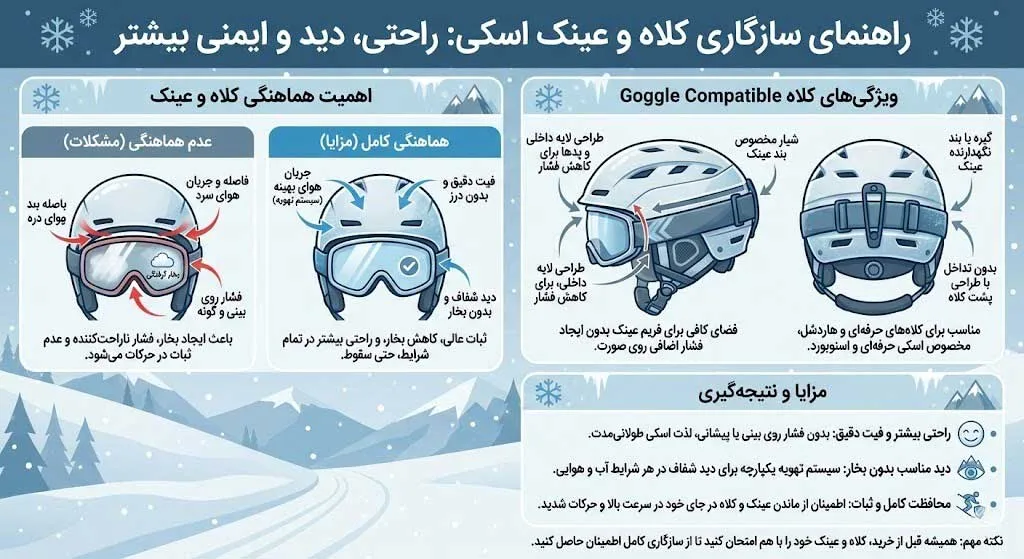 سازگاری کلاه اسکی با عینک اسکی