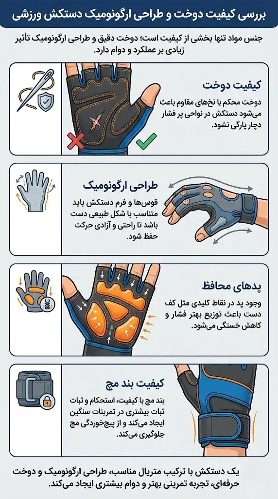 بررسی کیفیت دوخت و طراحی ارگونومیک