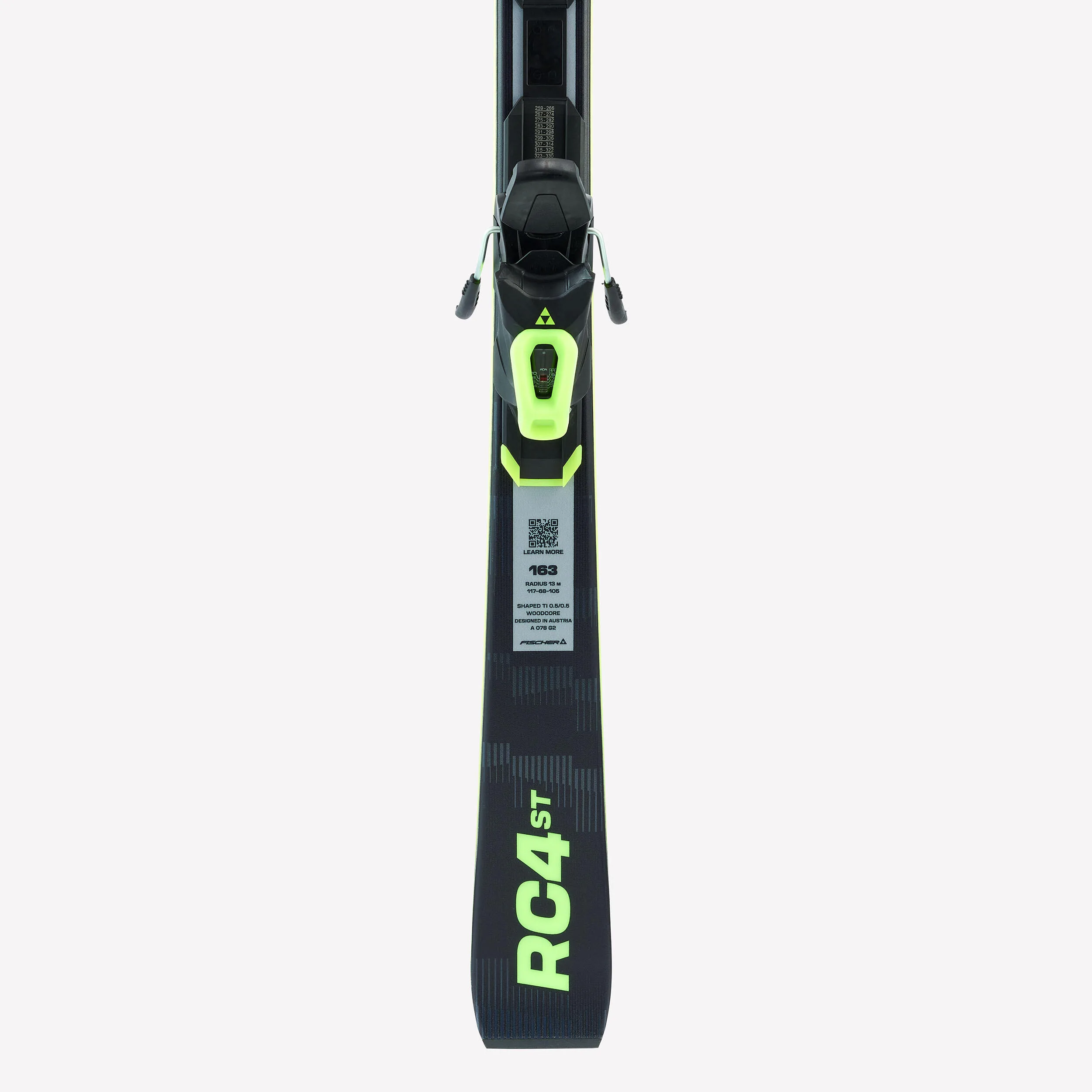 چوب اسکی با عملکرد بالا به همراه اتصالات - مشکی/زرد - مدل Fischer RC4 ST